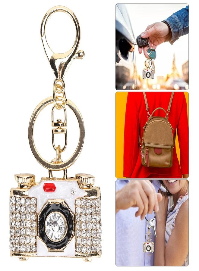 ZPSHYD Cute Keychain for Women, Sparkling Crystal Rhinestones Keychain Charm Key Ring with Rhinestone Decoration Metal Key Chain (Camera) - Image 3